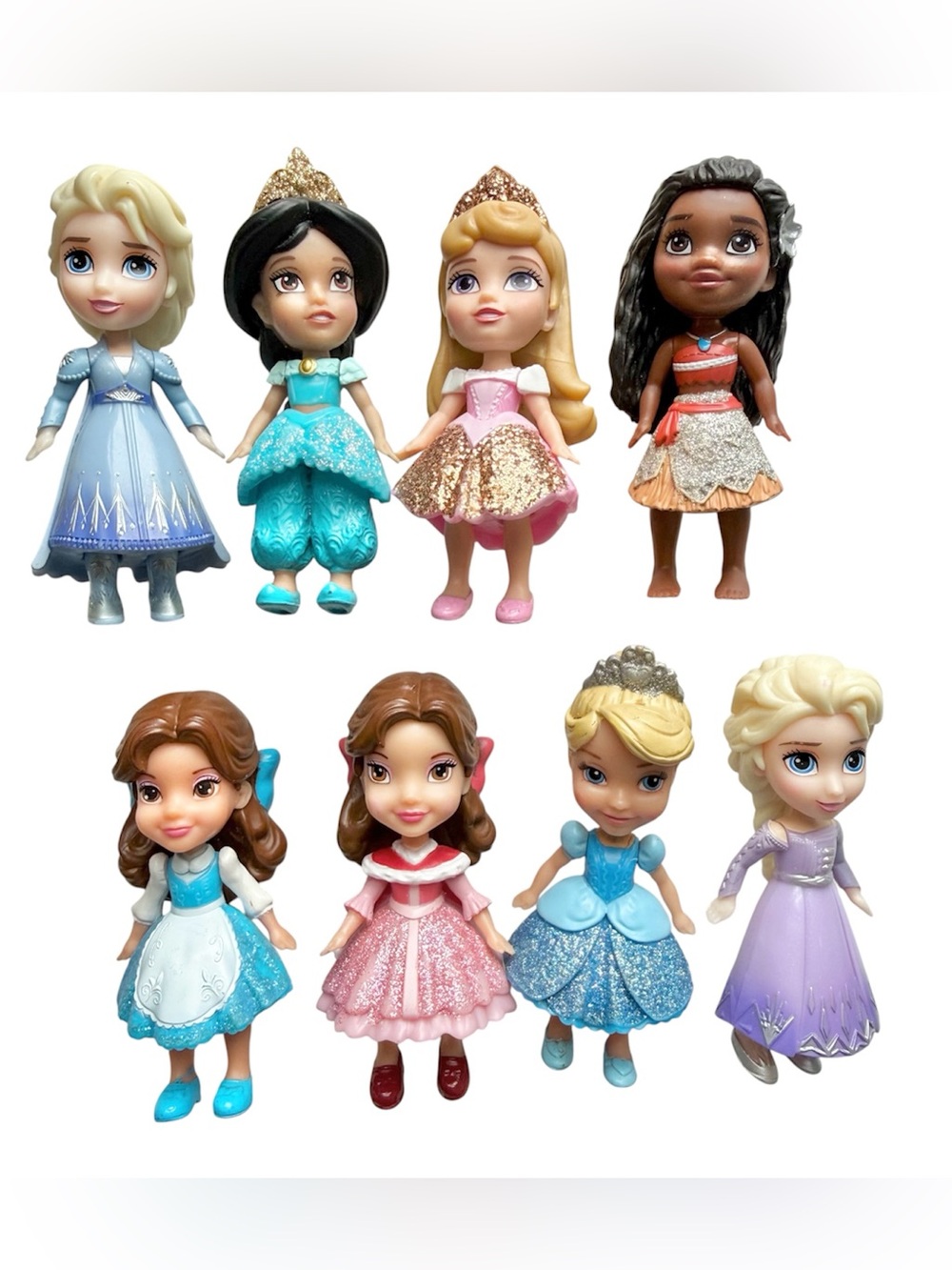 3-inch Poseable Disney Princess Mini Toddler Dolls - 8pcs